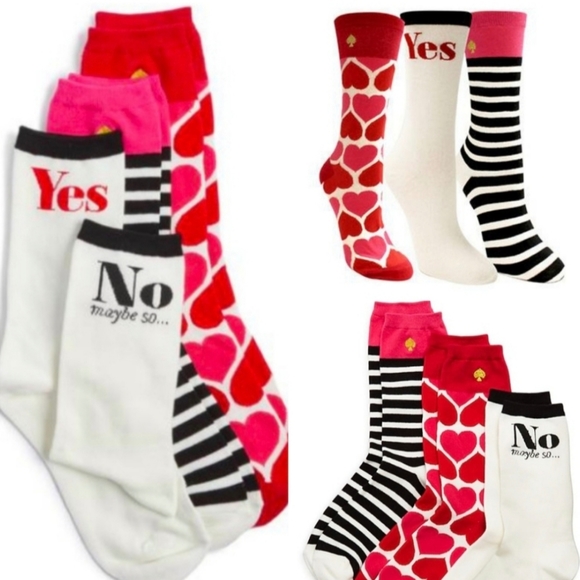 Kate Spade New York 3 pairs Heart Socks NWT - Picture 2 of 10